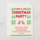 赤と緑のピクセルモダンのクリスマスパーティー シーズンカード (正面)