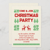 赤と緑のピクセルモダンのクリスマスパーティー シーズンカード (正面/裏面)