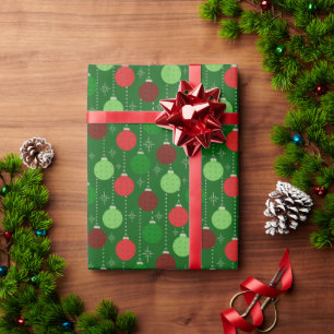 赤と緑のピックルボールクリスマス ラッピングペーパー