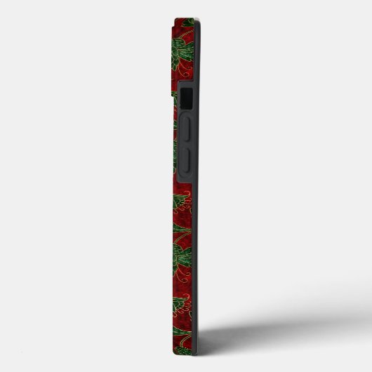 赤と緑のフェイクベルベット模様とイニシャル Case-Mate iPhoneケース (裏面 / 左)