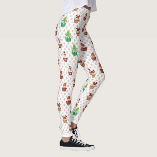 赤と緑のフェスティバルに美味しい水玉模様 レギンス (右)