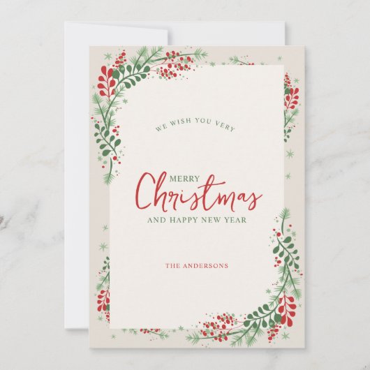 赤と緑のフェスティバルフローラ 招待状 (正面)