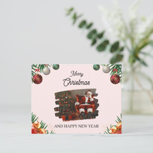 赤と緑のフェスティバル写真メリークリスマス シーズンカード (スタンド正面)