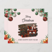 赤と緑のフェスティバル写真メリークリスマス シーズンカード (正面/裏面)