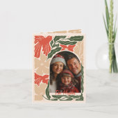 赤と緑のフォークアート2枚組　写真付き折り込み シーズンカード (正面)