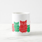 赤と緑のフクロウ コーヒーマグカップ (中央)