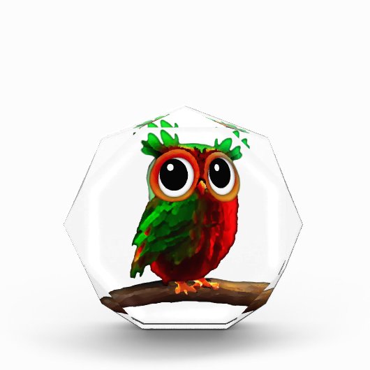 赤と緑のフクロウ フォトブロック (正面)