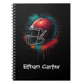 赤と緑のフットボールヘルメット 学校 ノートブック (正面)