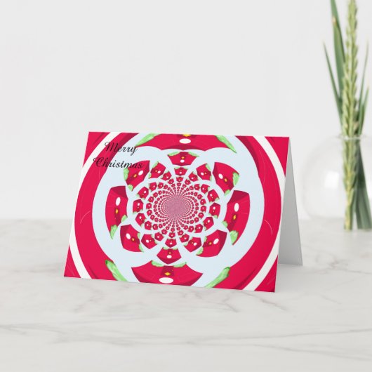 赤と緑のフラクタルクリスマス シーズンカード (正面)