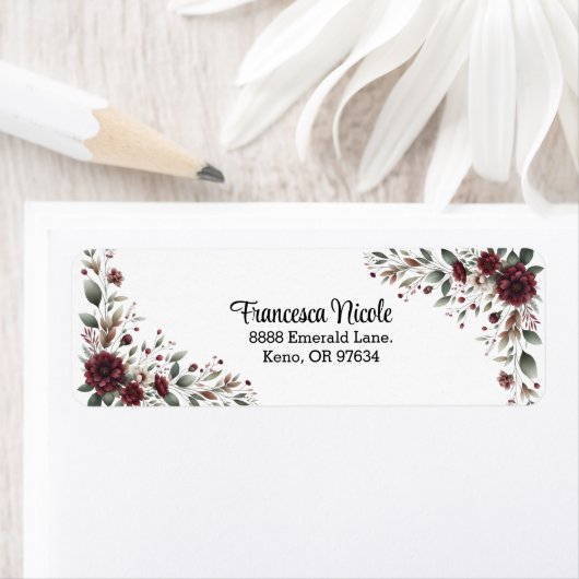 赤と緑のフローラのア縁どドレスステッカー ラベル (インサイチュ)