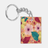 赤と緑のフローラを持つ暖かい熱帯離れ キーホルダー (正面左)