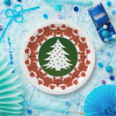 赤と緑のフローラクリスマスツリーディナー ペーパープレート (パーティー)