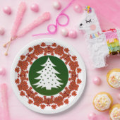 赤と緑のフローラクリスマスツリーディナー ペーパープレート (パーティー)