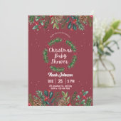 赤と緑のフローラクリスマスベビーシャワー 招待状 (スタンド正面)