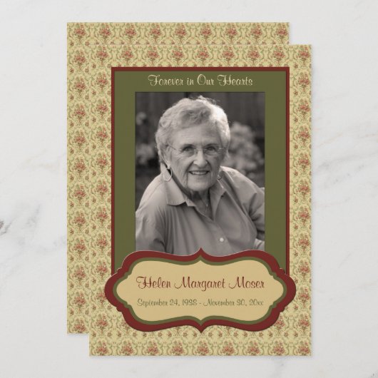 赤と緑のフローラメモリアルカードと写真 プログラム (正面/裏面)