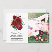 赤と緑のフローラ卒業写真 サンキューカード (正面)