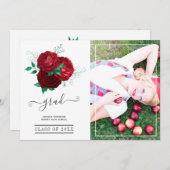 赤と緑のフローラ卒業写真 案内状 (正面/裏面)