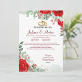 赤と緑のフローラ結婚式招待状 招待状 (スタンド正面)