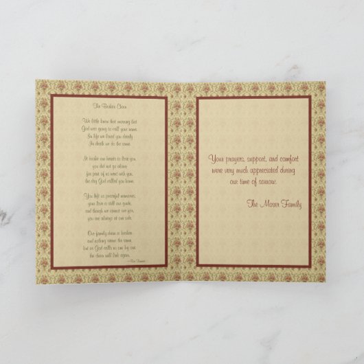 赤と緑のフローラ記念カード(写真付き) 案内状 (内部)