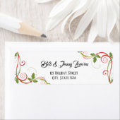 赤と緑のフローリッシュスクリプト |白いクリスマス ラベル (インサイチュ)