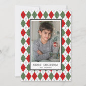 赤と緑のプライドアーガイルクリスマスフォト シーズンカード (正面)