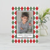 赤と緑のプライドアーガイルクリスマスフォト シーズンカード (スタンド正面)