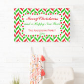 赤と緑のヘリンボーンクリスマス 横断幕 (インサイチュ)