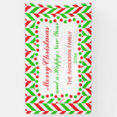 赤と緑のヘリンボーンクリスマス 横断幕 (縦)