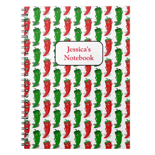 赤と緑のペッパーdivas漫画のパターン ノートブック (正面)