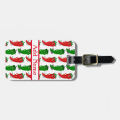 赤と緑のペッパーdivas漫画のパターン ラゲッジタグ (正面横)