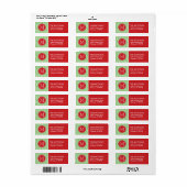 赤と緑のホリデーシェブロンモノグラム ラベル (フルシート)