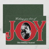 赤と緑のホリデー JOY 写真クリスマスカード 招待状 (正面/裏面)
