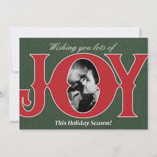 赤と緑のホリデー JOY 写真 クリスマス カード (正面)