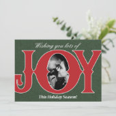 赤と緑のホリデー JOY 写真 クリスマス カード (スタンド正面)