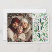 赤と緑のホリーの喜びクリスマス シーズンカード (正面)