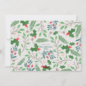 赤と緑のホリーの喜びクリスマス シーズンカード (裏面)