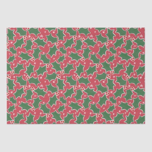 赤と緑のホリークリスマスティッシュペーパー 薄葉紙 (正面)