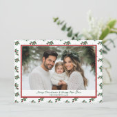 赤と緑のホリーベリーのクリスマスカード シーズンカード (スタンド正面)