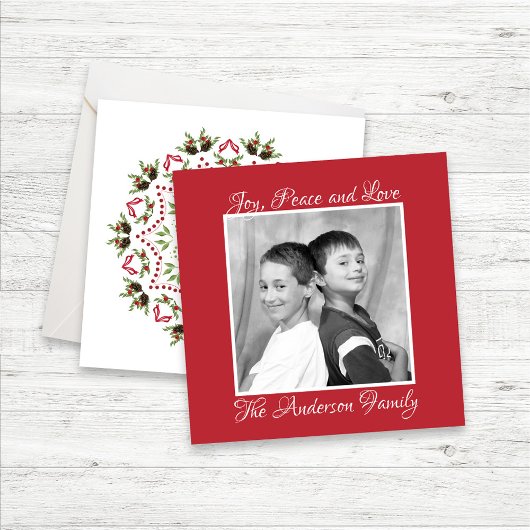 赤と緑のホリーベリー 1枚の写真 シーズンカード