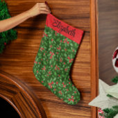 赤と緑のホリ離れーの名前をカスタムすると果実 ラージクリスマスストッキング