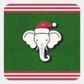 赤と緑のホワイトエレファントギフトクリスマスパーティー スクエアシール (正面)