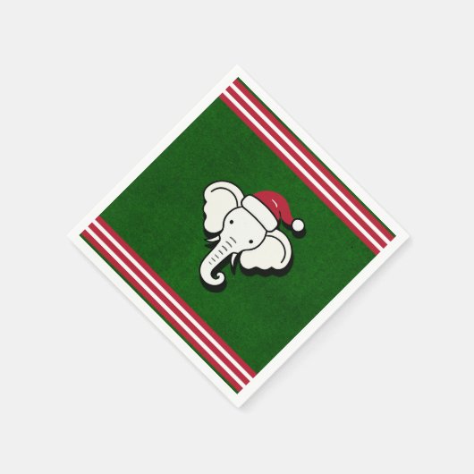 赤と緑のホワイトエレファントギフトクリスマスパーティー スタンダードカクテルナプキン (角)