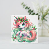 赤と緑のホーリーに飾られたユニコーン シーズンカード (スタンド正面)