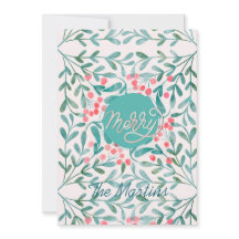 赤と緑のボタニカルなクリスマス　手書き文字