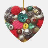 赤と緑のボタンのクリスマスオーナメント セラミックオーナメント (裏面)