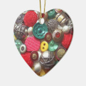 赤と緑のボタンのクリスマスオーナメント セラミックオーナメント (左)