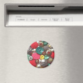 赤と緑のボタンコラージュ マグネット (インサイチュ (食洗機))