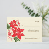 赤と緑のポインセチアのクリスマスウェディング 出欠カード (スタンド正面)