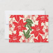 赤と緑のポインセチアのクリスマスウェディング 出欠カード (裏面)