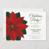 赤と緑のポインセチアのクリスマスパーティー 招待状 (正面)